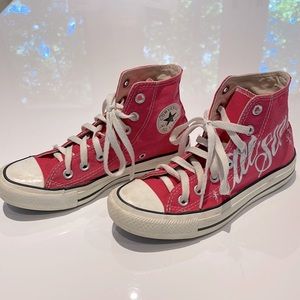 Pink Converse High Top Sneakers Shoes